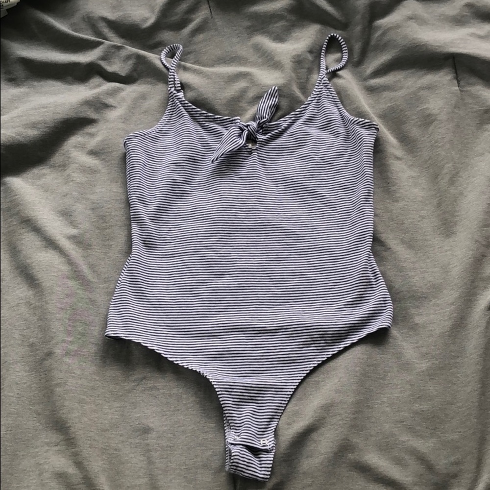 Garage Blue and White Striped Body Suit